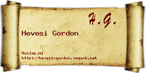 Hevesi Gordon névjegykártya